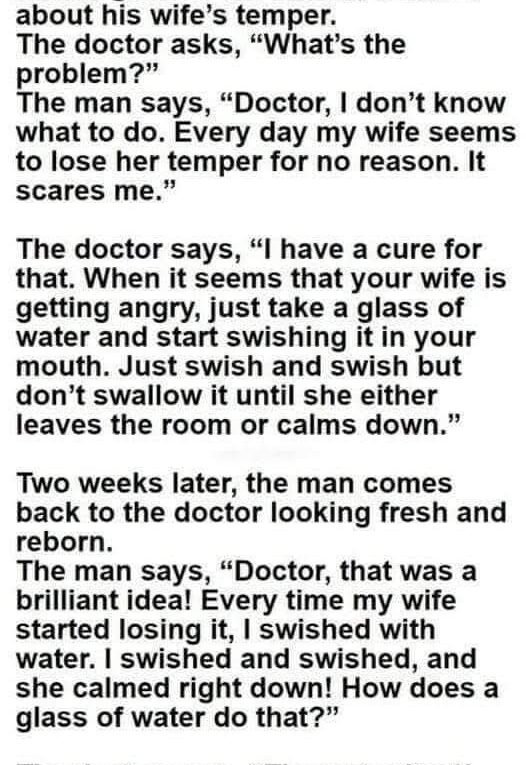 He Was Worried About His Wife’s Temper. But What The Doctor Suggests? Brilliant! –